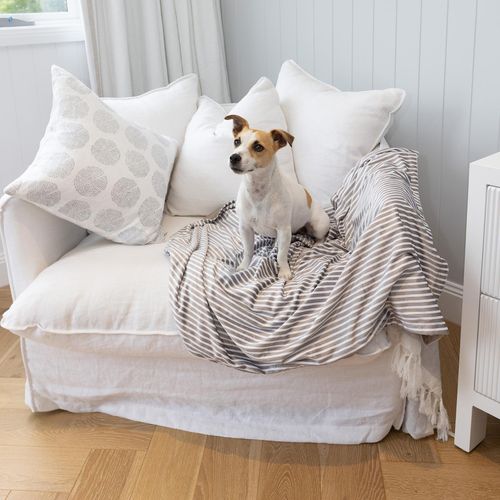 Baxter Bone - Taupe Stripe Luxe Soft Minky Pet Blanket - Medium - petservo