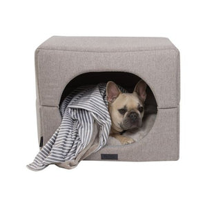 Baxter Bone - Taupe Stripe Luxe Soft Minky Pet Blanket - Medium - petservo