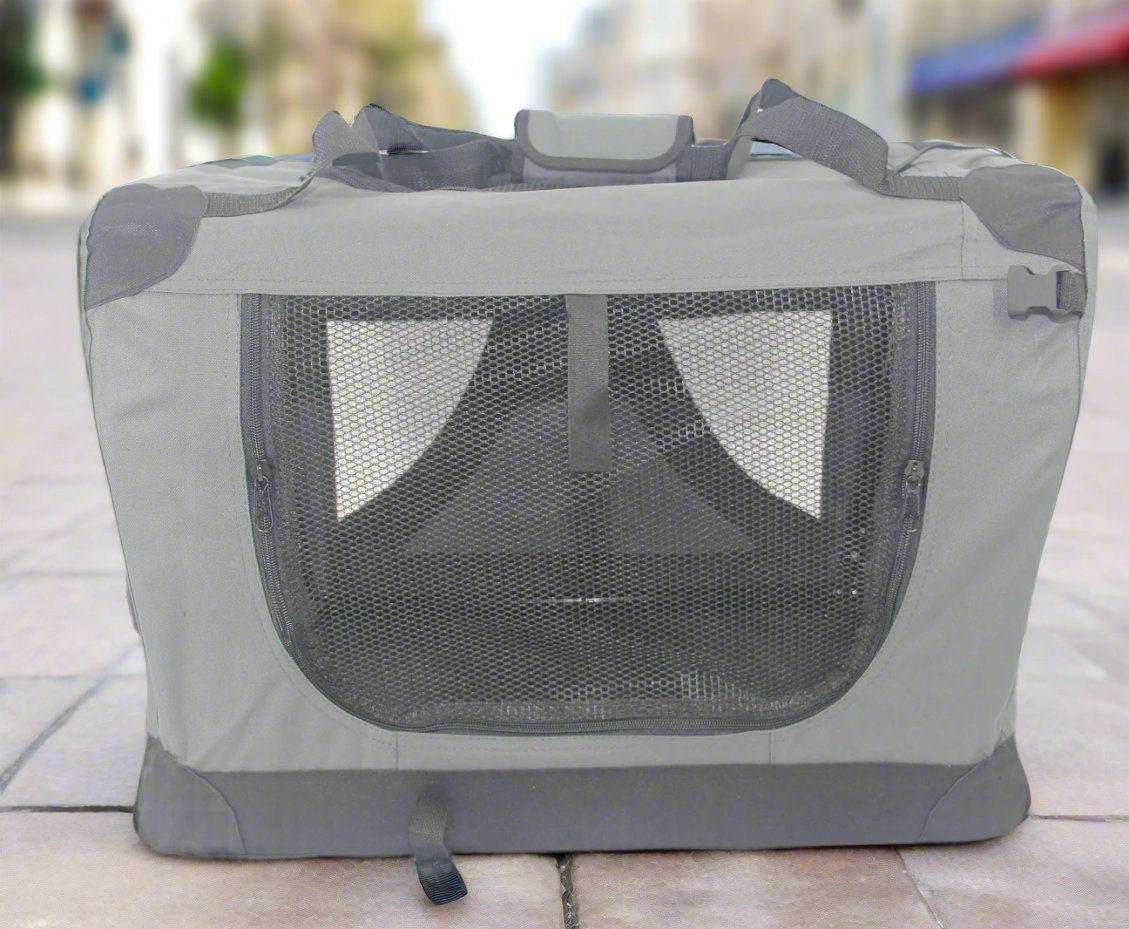 YES4PETS - Portable Foldable Pet Dog Cat Puppy Soft Crate - XXXL - Grey