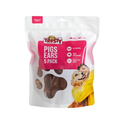 Trusty - Pig Ears Adult Dog Everyday Treats - Pack of 5 - petservo