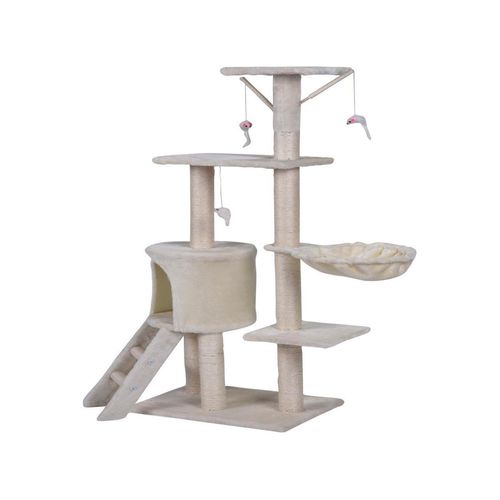 YES4PETS - 138cm Cat Scratching Post Tree Post House Tower with Ladder-Beige