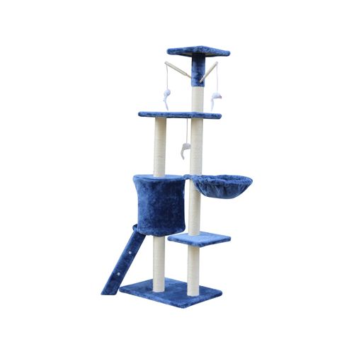 YES4PETS - 138cm Cat Scratching Post Tree Post House Tower with Ladder-Blue