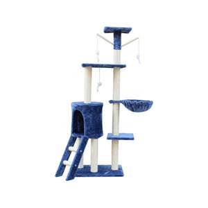 YES4PETS 138cm Cat Scratching Post Tree with Ladder Blue - Pet Servo