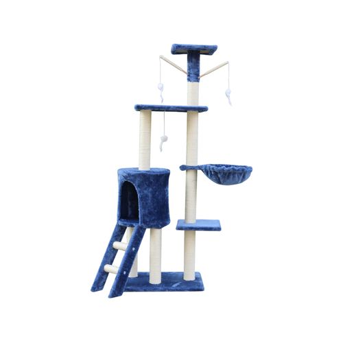 YES4PETS - 138cm Cat Scratching Post Tree Post House Tower with Ladder-Blue