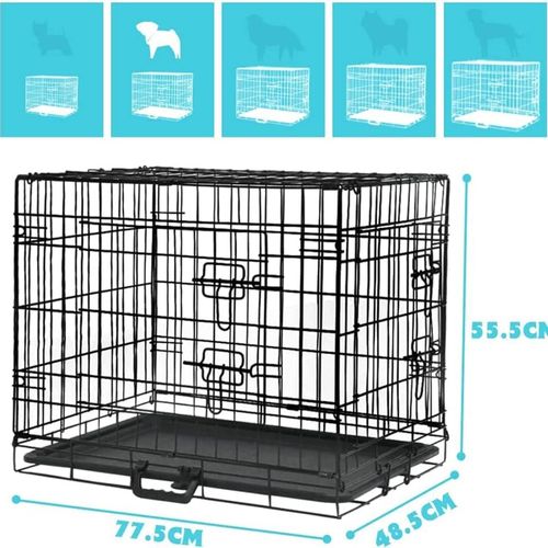 ADVWIN - 30 Inch Dog Crate Pet Cage Puppy Cat Foldable Metal Kennel - Black