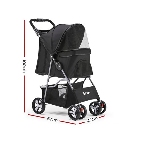 i.Pet - Pet Stroller Pram Dog Cat Carrier Cage Travel Pushchair Foldable 4 Wheels