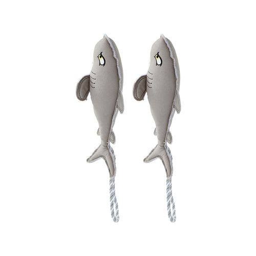 Paws and Claws - 60cm Savage Shark Canvas Rope Tugger - Grey - 2PK