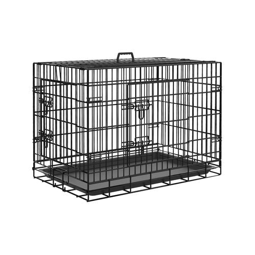 ADVWIN - 30 Inch Dog Crate Pet Cage Puppy Cat Foldable Metal Kennel - Black