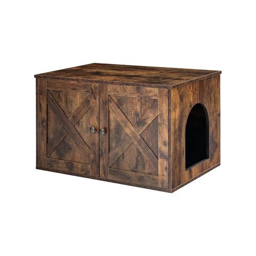 Costway - Wood Sideboard Enclosed Cat Litter Cabinet - Coffee