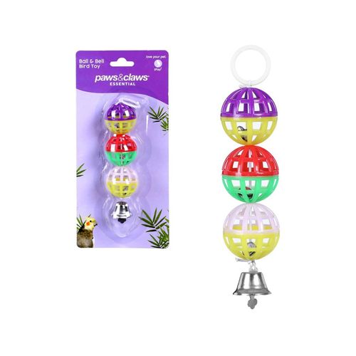 Paws and Claws - Ball And Bell Bird Toy 16X4.5cm Assorted - 4PK