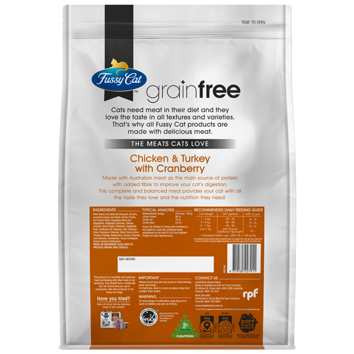 Fussy Cat - 10kg Chicken And Turkey With Cranberry Grain Free Cat Dry Food - petservo