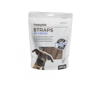 Happy Tails - 500g Beef And Vegetable Straps Dog Treats - petservo