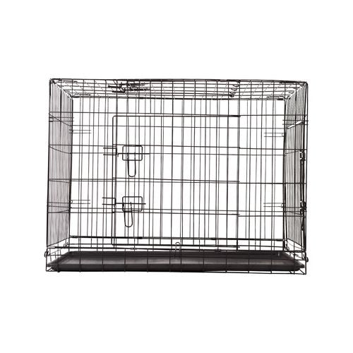 4Paws - Dog Cage Pet Crate Cat Puppy Metal Cage ABS Tray Foldable Portable - Black