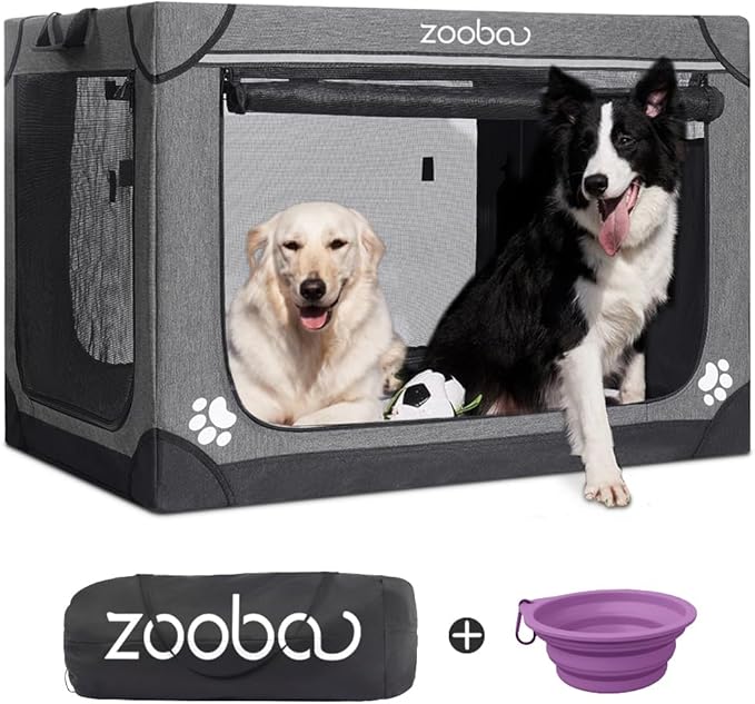 Zooba - Collapsible/Foldable Pet Cat Dog Crate Pet Dog Puppy Cat Soft Crate - Travel Kennel - Charcoal Gray