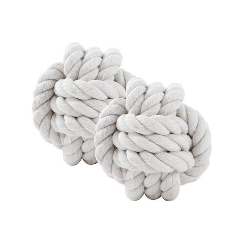 Paws and Claws - 7.5cm Eco Rope Knotted Ball Pet Chew Pet/Dog Toy - White - 2PK