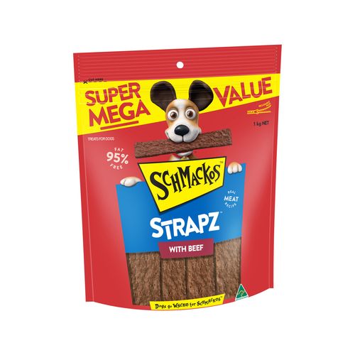 Schmackos Strapz 1kg Beef Dog Treat