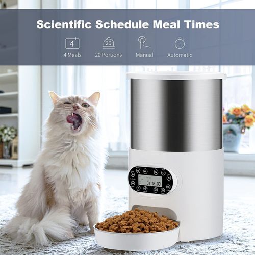 YES4PETS - Electric Automatic Pet Dog Cat Rabbit Feeder Stainless Steel 4.5L Dispenser