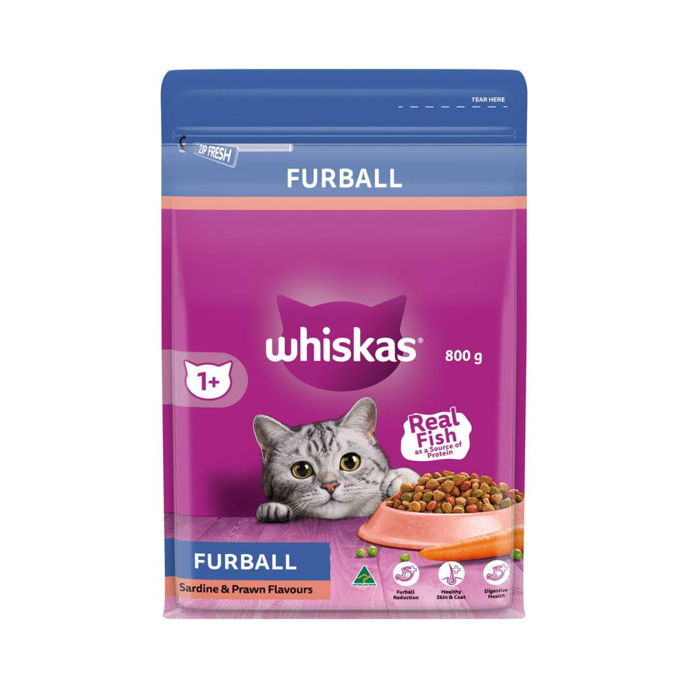 Whiskas - Furball Sardine & Prawn Cat Food 800g - Petservo