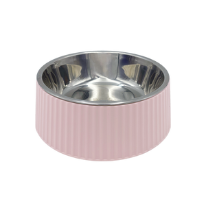 Baxter Bone - Melamine Ribbed Bowl - Small Pink - Petservo