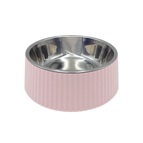 Baxter Bone - Melamine Ribbed Bowl - Small Pink - Petservo