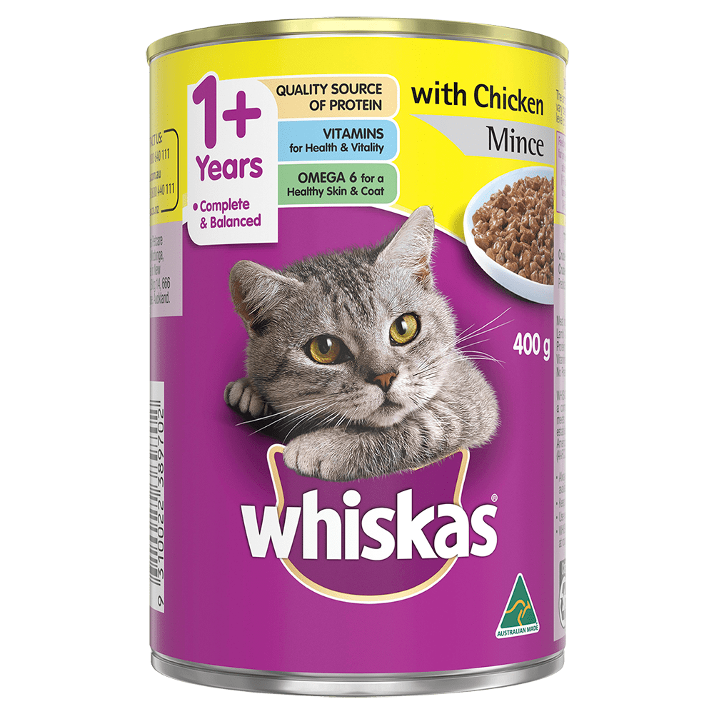 Whiskas - Adult 1+ Years Wet Cat Food With Chicken Mince Can 400g - Petservo