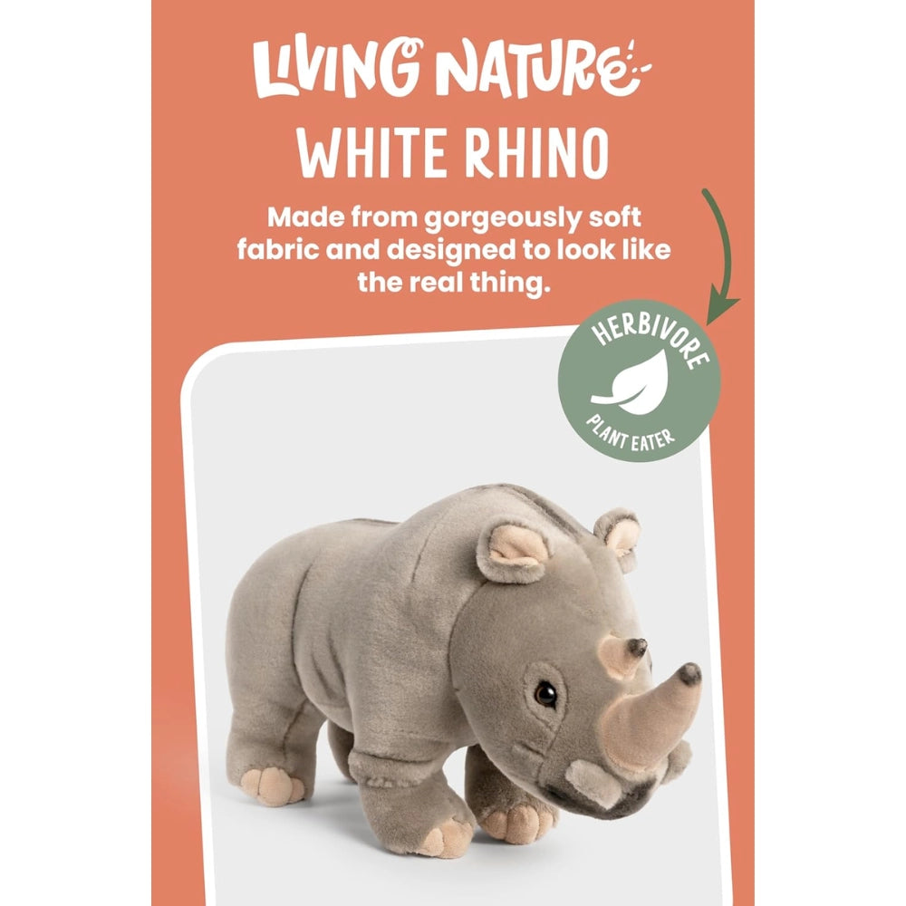 Living Nature - White Rhino Stuffed Animal - Plush Toy Animal