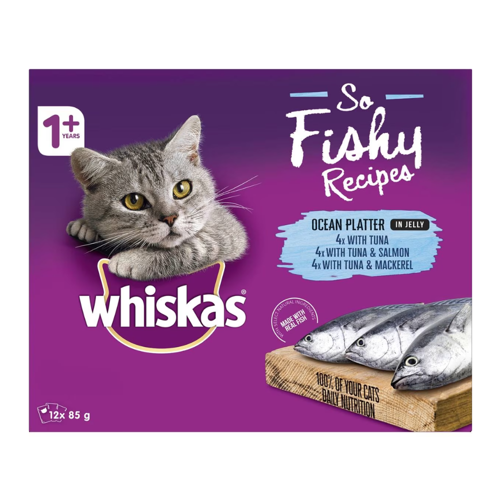 Whiskas - 1+ Years Oh So Fishy Ocean Platter In Jelly 85g X12 Pack - Petservo