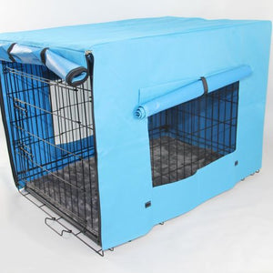 YES4PETS 24" Portable Foldable Dog Cat Rabbit Crate with Blue Cover