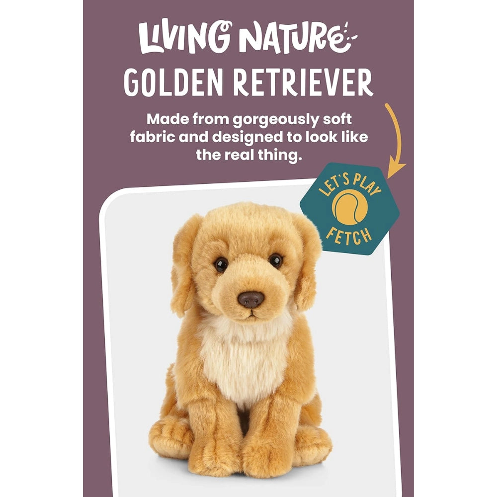 Living Nature - Soft Toy Plush Pet Animal, Golden Retriever Dog (20cm)