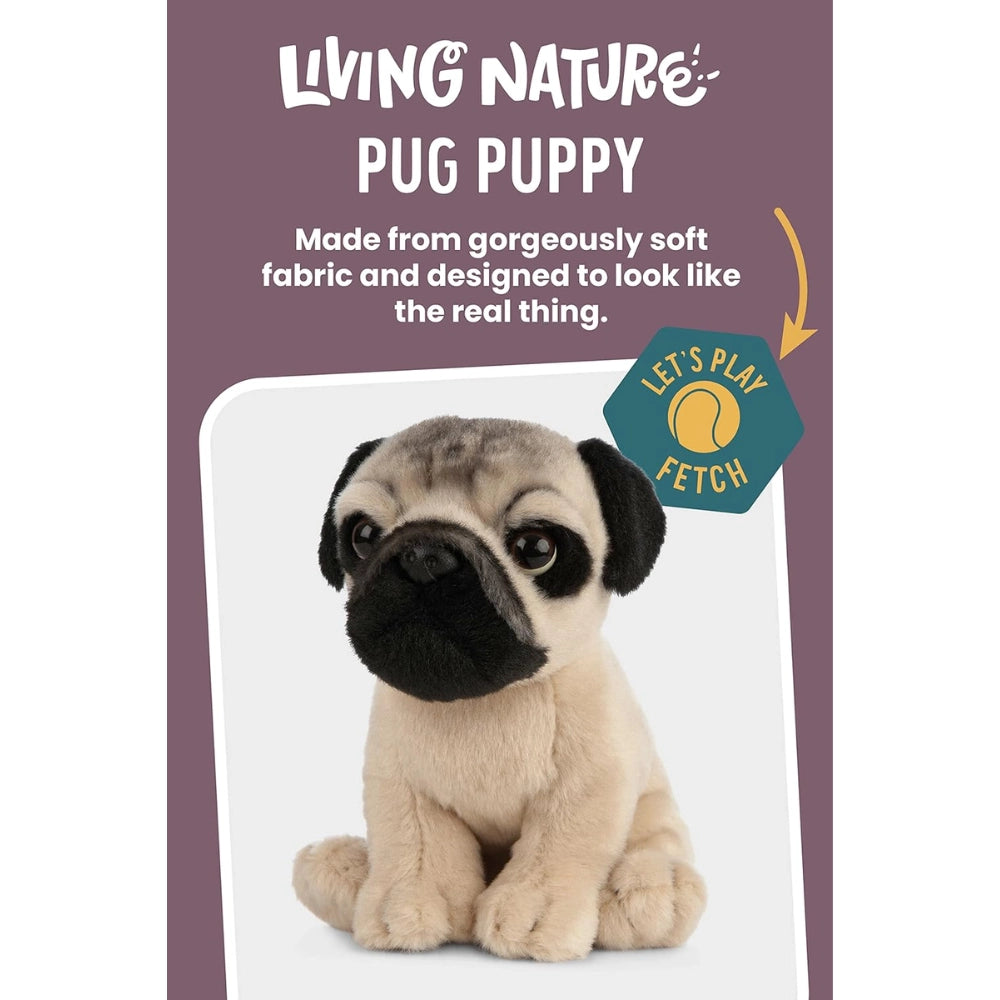 Living Nature - Soft Toy Plush Pet Animal, Pug Puppy (16cm)