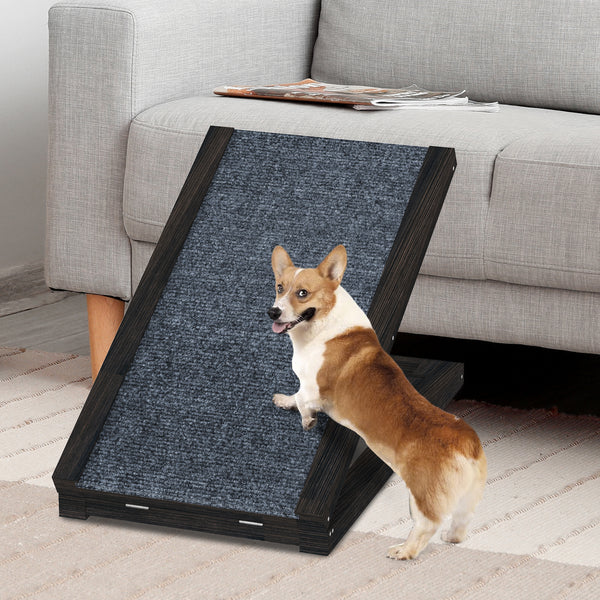 Advwin - Pet Ramp Dog Stairs Adjustable Ladder Black - petservo