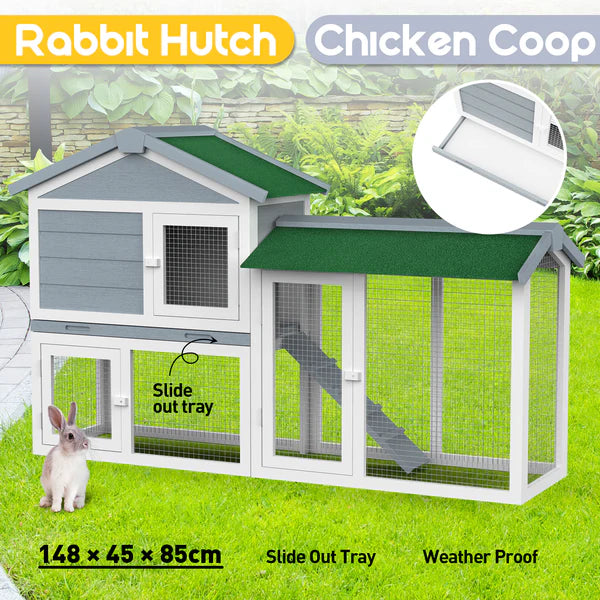 Advwin - Rabbit Hutch Chicken Coop 148x45x85cm