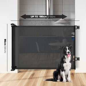 Advwin - Retractable Pet Safety Gate Black - Pet Servo