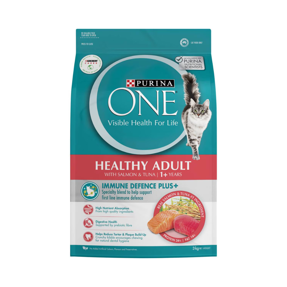 Purina One - Healthy Adult With Salmon & Tuna 1+ Years Dry Cat Food 3kg - Petservo