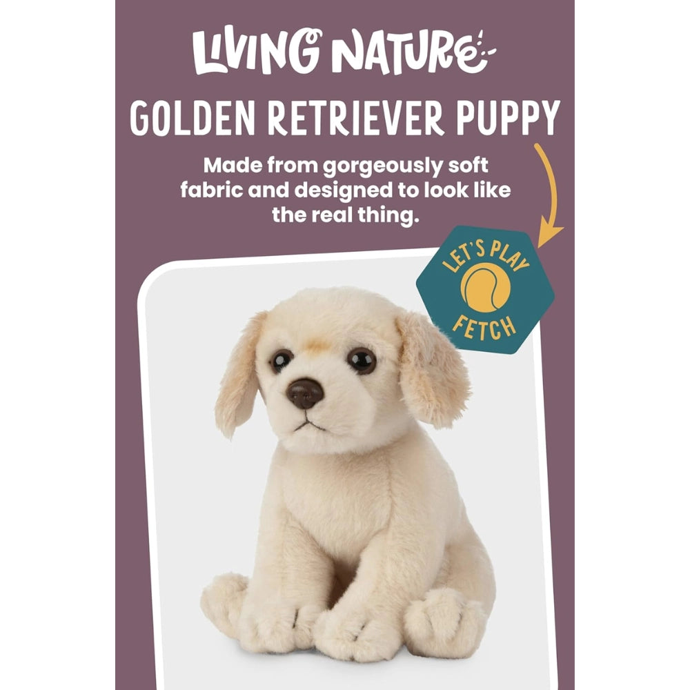 Living Nature - Soft Toy Plush Pet Animal, Golden Retriever Puppy (16cm)