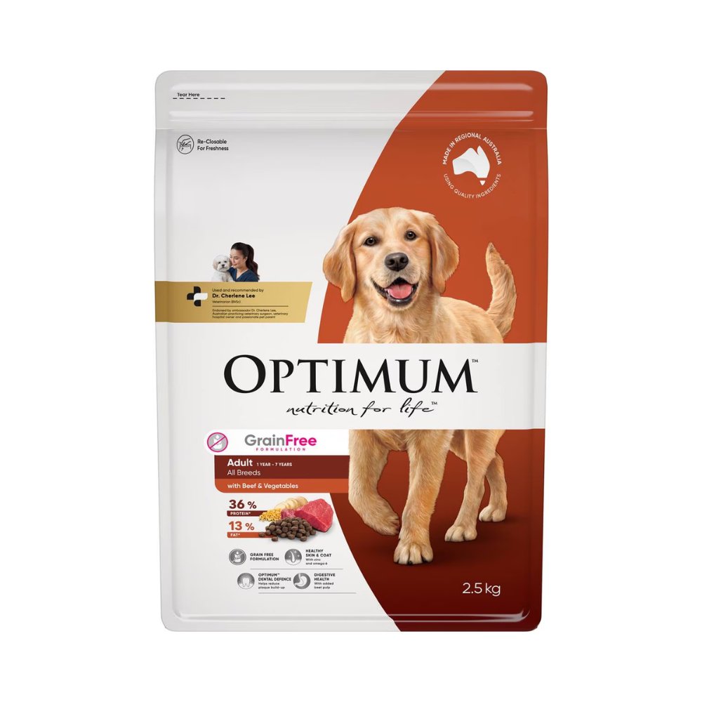 Optimum - Grain Free With Beef & Vegetables Dry Dog Food 2.5kg - Petservo