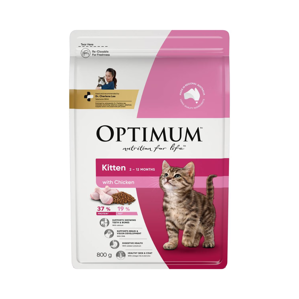 Optimum - Kitten 2-12 Months Dry Cat Food With Chicken 800g - Petservo