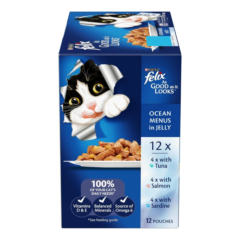 FELIX - Adult Wet Cat Food Ocean Menus in Jelly 60x85g - PetServo-1