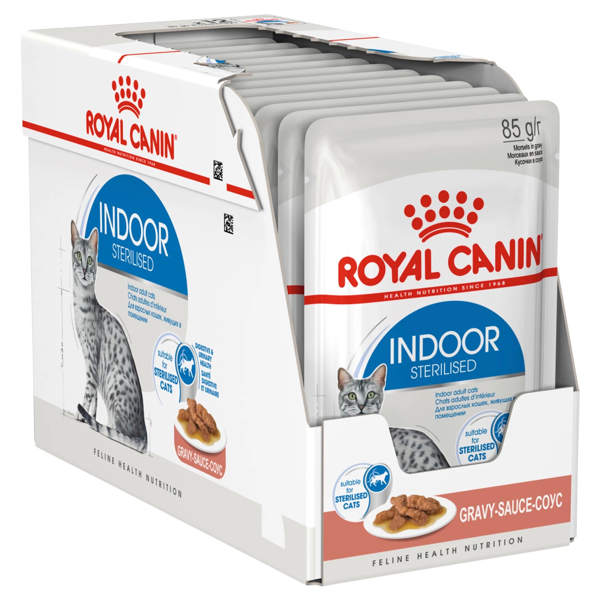 Royal Canin - Indoor With Gravy Adult Wet Cat Food Pouches 85g x 12 - Petservo