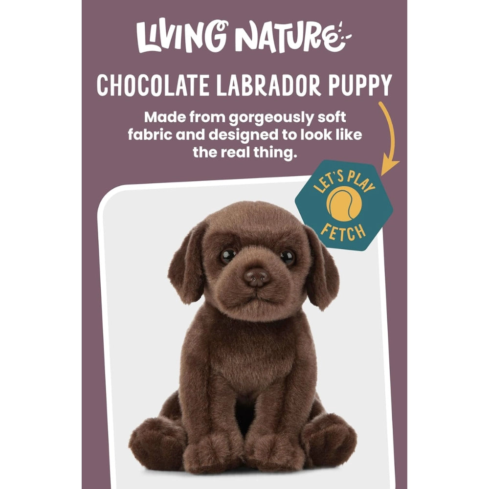 Living Nature - Soft Toy Plush Pet Animal, Chocolate Labrador Puppy (16cm)