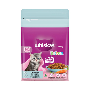 Whiskas - Kitten 2-12 Months Dry Cat Food Chicken & Tuna Flavours 800g - Petservo