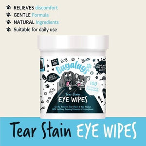 Bugalugs - Cat and Dog Tear Stain Eye Wipes - 100 Pack - Petservo