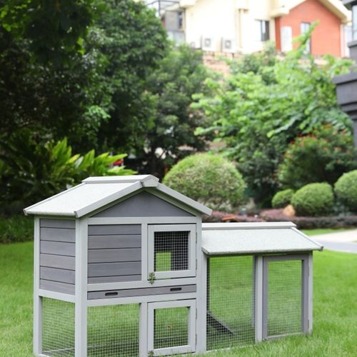 YES4PETS - 148cm Rabbit Hutch Quail Run Wooden Cage Guinea Pig Cage House - petservo-3