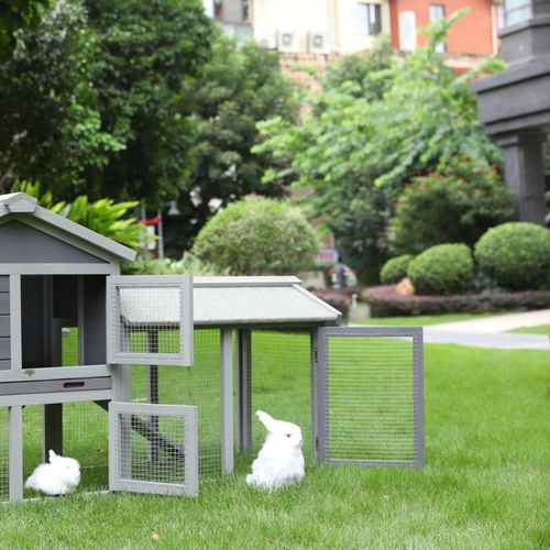 YES4PETS - 148cm Rabbit Hutch Quail Run Wooden Cage Guinea Pig Cage House - petservo-4