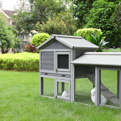 YES4PETS - 148cm Rabbit Hutch Quail Run Wooden Cage Guinea Pig Cage House - petservo-5