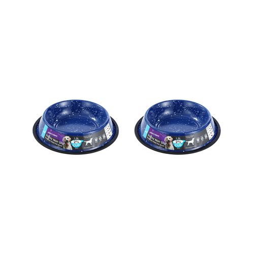 Paws and Claws - Savoy 1.5L/29cm Non-Slip Stainless Steel Pet Bowl - Blue - 2x