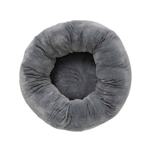 Baxter Bone - Faux Fur Plush Donut Pet Bed - Grey - petservo