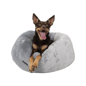 Baxter Bone - Faux Fur Plush Donut Pet Bed - Grey - petservo