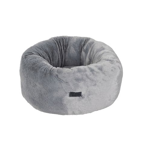 Baxter Bone - Faux Fur Plush Donut Pet Bed - Grey - petservo