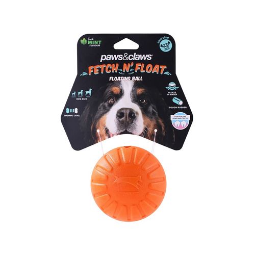 Paws and Claws - Fetch N' Play Pet Dog Ball 9cm - Orange - 2PK